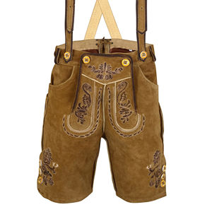 Lederhosen pour hommes, brodés, taille mi-haute, en daim, style bavarois, pour l'Oktoberfest - Product Image 1