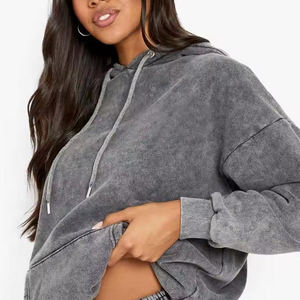 Ensemble sweat-shirt et pantalon gris surdimensionné à capuche, couleur unie, tissu French Terry, unisexe, vêtements décontractés d'automne, coupe classique - Product Image 5