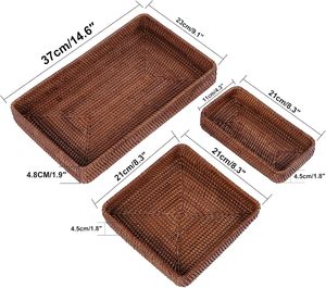 Ensemble de 3 plateaux de service décoratifs en rotin de haute qualité, faits à la main, écologiques, plateau alimentaire, couleur personnalisée, finition polie - Product Image 2