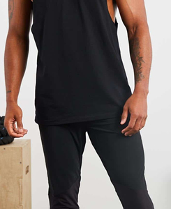 Débardeur Homme Noir Sans Manches Col Rond Couleur Unie Respirant Tricoté Style Décontracté Vêtement de Fitness Qualité Supérieure 120 g - Product Image 5