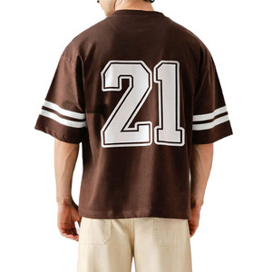Maillot de sport unisexe en mesh marron personnalisé, col en V, sublimation, meilleure qualité, coutures soignées, maillot de football américain marron alternatif - Product Image 4