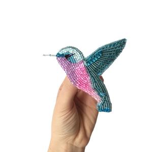 Épinglette Colibris Perlée 3D en Forme d'Oiseau, Épingle de Sûreté Décorative, Souvenir de Luxe - Product Image 6
