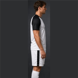 Unisex White Soccer Jersey with Black Sleeves Full Sleeve Breathable Polyester Sportswear Sets for Adults - Product Image 2