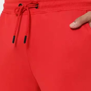 Pantalon de survêtement rouge pour homme, taille élastique, cordon de serrage, poches latérales, style décontracté, tissu tricoté mi-lourd, idéal pour l'automne - Product Image 3