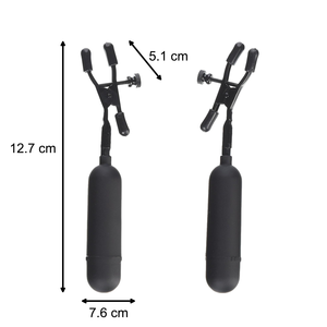 Pinces vibrantes noires pour stimulation des mamelons, jouet sexuel - Product Image 3