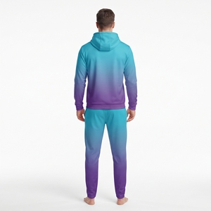 Men's Gradient Sublimation Tracksuit Hooded <b>Zip</b> Up Jacket Matching <b>Trousers</b> Gym Workout Sportswear Athletic Set - Product Image 6