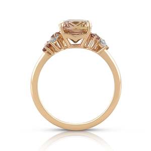 Women's Morganite Ring With Marquise Cut Diamonds Prong Setting Romantic Flower Style Engagement Ring - Product Image 2