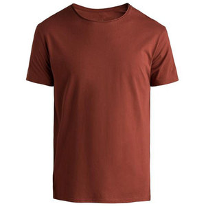 T-shirt pour homme à manches courtes, couleur unie, coupe classique, col rond, tricoté, style décontracté, violet, 100% coton - Product Image 3