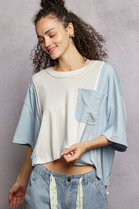 เสื้อยืดครอปแบบปะติดสีสันสดใส POL - Product Image 5