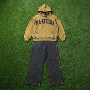Conjunto Deportivo Personalizado para Hombre, Sudadera con Capucha y Pantalones Jogger en Dos Tonos Marrón y Negro, Felpa de Algodón, Ropa Deportiva Urbana, Venta al Por Mayor OEM - Product Image 5