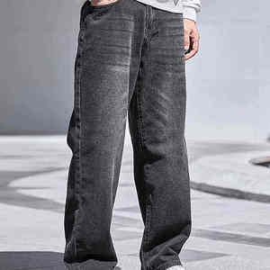 Pantalon en jean décontracté pour homme de haute qualité, coupe ample, style streetwear, en coton uni, pantalon droit d'hiver - Product Image 4