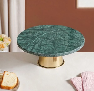 Handmade Round Wooden Cake <b>Stand</b> with Black Iron Pedestal Base for Dessert and <b>Cupcake</b> Display At Cheap Price - Product Image 1