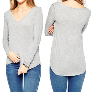T-shirt à manches longues pour femme, col en V, personnalisé, 100% polyester, fournisseur OEM ODM, chemises à manches longues pour femme, anti-transpiration - Product Image 6