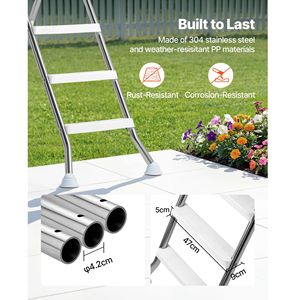 Scala per Piscina con Telaio in Acciaio Inox, 49.2 Pollici di Altezza, Scala per Piscina con Capacità di Carico di 330 Libbre, Materiale Plastico - Product Image 4