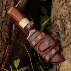 Handmade Damascus Steel Hunting <b>Knife</b> Wood <b>Bone</b> <b>Handle</b> Leather Sheath Multi-functional Industrial Grade OEM Outdoor Camping - Product Image 5