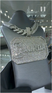 Collar de eslabones cubanos de plata de ley chapado en oro con moissanita, joyería fina, venta caliente de fábrica CONCEPTION, colgantes personalizados de hip hop con efecto hielo - Product Image 3