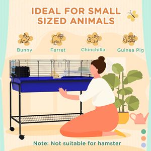 Gabbia Blu a Due Piani per Allevamento di Piccoli Animali, 99x52x92.7 cm, Rimovibile dal Supporto con Ruote e Ripiano, per Habitat di Serpenti e Animali Domestici - Product Image 5