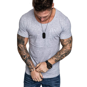 <b>Men's</b> Blue Short Sleeve Casual T-<b>Shirt</b> Solid Color V-Neck 100% Cotton Knitted Breathable Summer Wear - Product Image 4