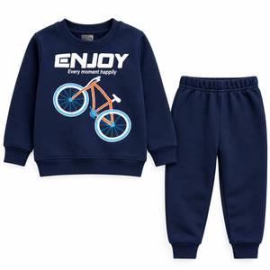 Conjunto Deportivo de Algodón para Niñas, Otoño, Sudadera de Manga Larga, Pantalones Deportivos, Estampado de Bicicleta, Logotipo Frontal, Diseño 2 en 1 para Usar en Casa - Product Image 1