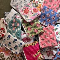 Dompet Koin Vintage Berkualitas Tinggi, Kecil, Tahan Lama, Ramah Lingkungan, Buatan Tangan dari Katun, Dompet Resleting Bermotif Bunga, Dompet Mini untuk Uang Receh dan Kartu