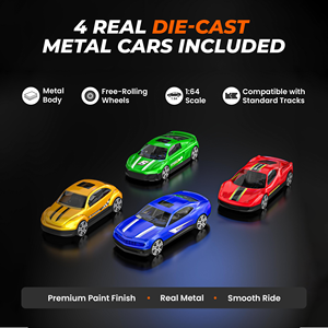 Mirana <b>Car</b>-in-<b>Car</b> <b>Garage</b> <b>Toy</b> for Kids | 4 Diecast Metal <b>Cars</b> | Foldable Storage Playset with Handle | Holds up to 16 Vehicles - Product Image 2