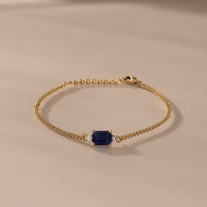 Raya Emerald Cut Birthstone Chain <b>Bracelet</b> for Women Trendy 18K Gold Plated Minimalist Dainty Everyday Jewelry Gift Her - Product Image 4