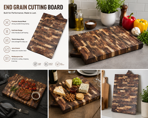 Tabla de cortar rectangular de nogal con veta de madera, ecológica, de 4 cm de grosor, apta para lavavajillas, segura para alimentos, de primera calidad, con logotipo personalizado, hecha de Kajal - Product Image 3