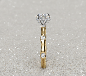 Anillo de Compromiso con Diamante Cultivado en Laboratorio, Oro de 14K, Corte Redondo, Halo Oculto, Piedras Laterales, Fabricante de Joyería Personalizada OEM - Product Image 2