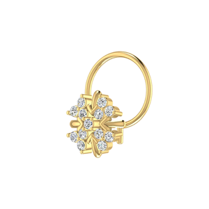Pendientes de Nariz con Diamante Natural de 0.08 Quilates, Oro de 14K, Certificados, Estilo Étnico para Mujer, Color HI, Claridad VS-SI - Product Image 4