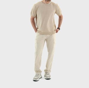 Wholesale T-<b>Shirt</b> Beige Knit Short Sleeve <b>Shirt</b> Timeless Casual Fashion Crew Neck Textured Knit Men T-<b>Shirt</b> - Product Image 5