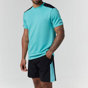 Conjunto de Camiseta y Pantalones Cortos con Diseño de Logotipo Personalizado, Ropa de Verano Hecha en Fábrica para Hombre, Color Sólido, Estilo Hip Hop, Material de Algodón Terry - Product Image 1