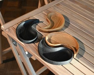 Portavelas de Madera Hecho a Mano de Lujo Yin Yang, Recipiente de Cera Artesanal para Decoración Rústica del Hogar y Bodas - Product Image 1