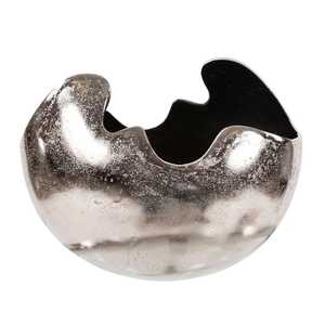 Wabi Sabi Textured Charcoal Serving Bowl <b>Raw</b> Edge Organic Shape Metal Fruit Basin Contemporary Tabletop Centerpiece <b>Tray</b> - Product Image 5