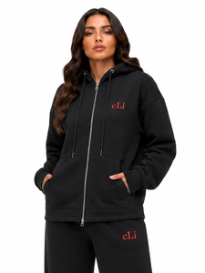 Full <b>Zip</b> Jacket Tracksuit Set Premium Hooded Sweatshirt Wide Leg Matching <b>Trouser</b> Wholesale Winter Autumn Streetwear Custom Logo - Product Image 4