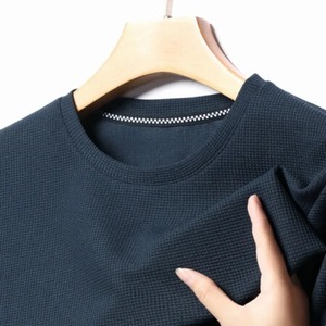 Short sleeved Polo <b>shirt</b> Short sleeved <b>Waffle</b> Solid Polo <b>shirts</b> for men round neck top cotton daily short sleeved T <b>shirt</b> - Product Image 6