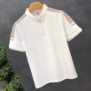 T-shirt tricoté haut de gamme pour homme en polyester/coton, séchage rapide, logo frontal, style décontracté, personnalisation de marque, vente en gros - Product Image 4
