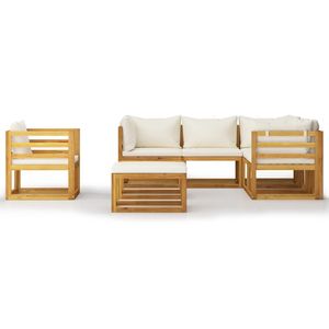 Set Lounge da Giardino in Legno Massello di Acacia Color Crema con Finitura a Olio - Arredamento da Esterno Durevole - Product Image 3