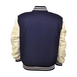 Veste de baseball universitaire personnalisée avec logo pour hommes et femmes, avec manches en cuir, col montant, veste brodée de style Letterman - Product Image 2