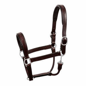 Premium Genuine Leather Horse Halter Wholesale Padded Fancy Stitched Leather Halter Headstall <b>Equestrian</b> Horse Tack - Product Image 3