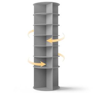 Étagère à chaussures rotative à 360 degrés à 7 niveaux 60*60*184cm en matériau composite bois-plastique gris - Product Image 2