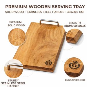 <b>Wooden</b> Rectangle Chopping Board With Stainless Steel Handle Kitchen Cutting Block Anti Slip Single <b>Piece</b> - Product Image 4