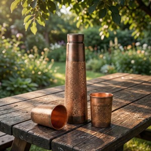 American Ayurveda 100% Pure <b>Copper</b> Water <b>Bottle</b> for <b>drinking</b> Leakproof Natural Ayurveda Health Benefits <b>Copper</b> <b>bottle</b> - Product Image 2