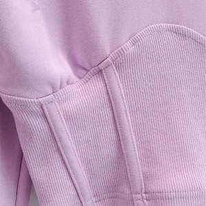 Sweat-shirt à capuche court pour femme, couleur unie, manches longues, décontracté, respirant, en coton tricoté et fibre de bambou, idéal pour l'automne - Product Image 5