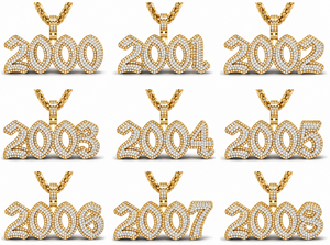 Premium 925 Silver 2004 Number Pendant Diamond Look CZ Personalized Year Necklace For Men Women - Product Image 5