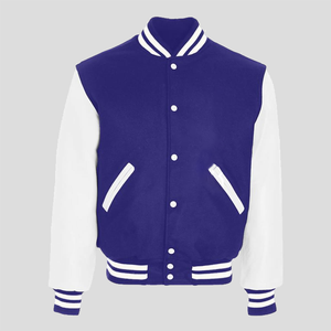 เสื้อแจ็คเก็ตวาร์ซิตี้สีม่วงขาว Sigma แบบสั่งทำพิเศษ พร้อมตัวอักษรสมาคม  แบบ Letterman Bomber  สำหรับพี่น้องในสมาคม  ลายปักแบบ Collegiate  ทำจากผ้าขนสัตว์ 100% - Product Image 1