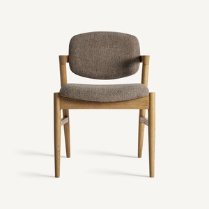 Chaise de salle à manger d'hôtel moderne, fauteuil rembourré en tissu bouclé avec structure en bois pour mobilier de restaurant - Product Image 1