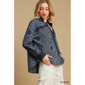 Umgee Veste chemise en jean à imprimé cachemire pour femme - Product Image 6