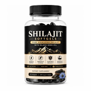 Premium Himalayan <b>Shilajit</b> + Black Seed <b>Oil</b> Softgels (500mg & 30 Count) Original <b>Shilajit</b> Resin Softgel Rich in Fulvic Acid - Product Image 1
