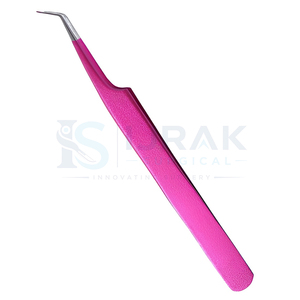Pince à épiler professionnelle en acier inoxydable pour extensions de cils – Pince à épiler de précision à pointe fine avec poignée diamant rose - Product Image 1