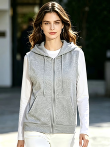 Women's Lightweight Sleeveless Hooded Vest Zip-Up Hoodie Terry Pullover Pocket Casual Streetwear Autumn Winter Made Bangladesh - Product Image 2